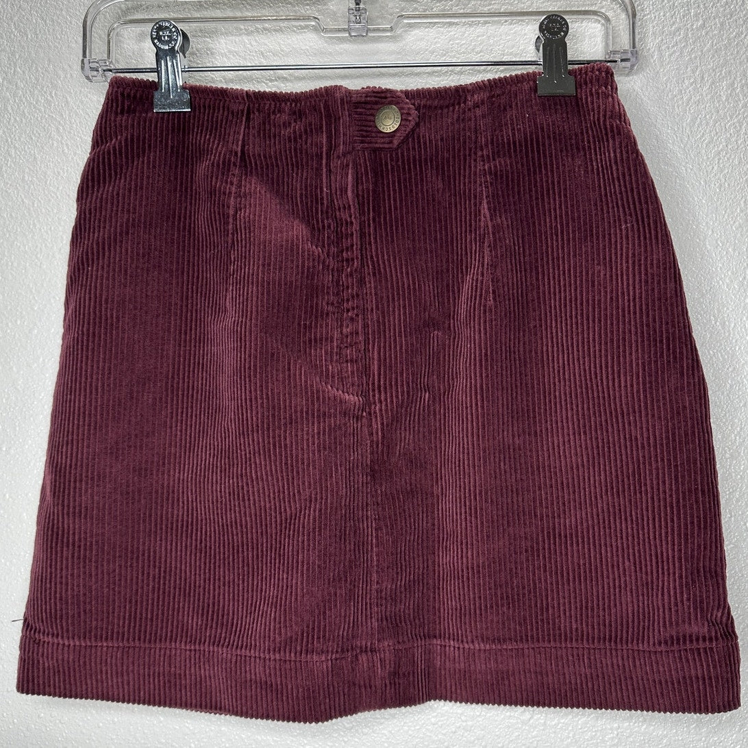 AG Adriano Goldschmied Plum Corduroy Front Pocket Back Zip Mini Skirt 25
