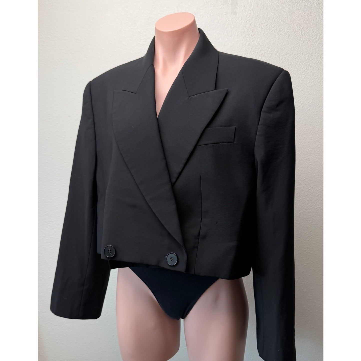 Alexander McQueen Black Cropped Wool Blazer Women's US 12