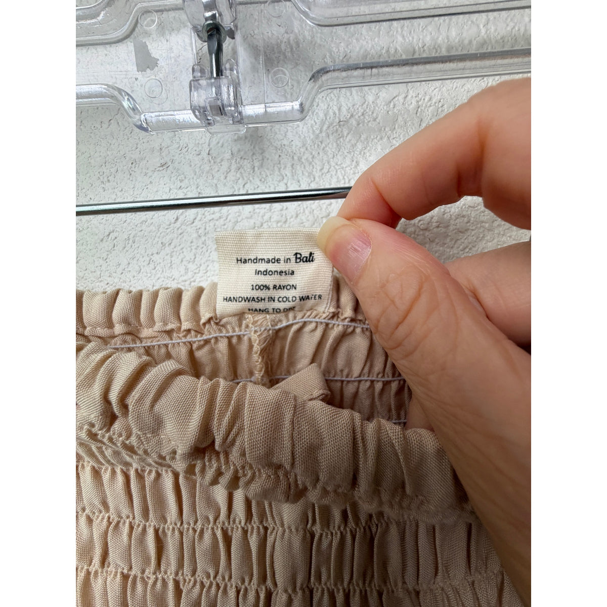 PIYOGA Beige Smocked Palazzo Pants Women US 0-12