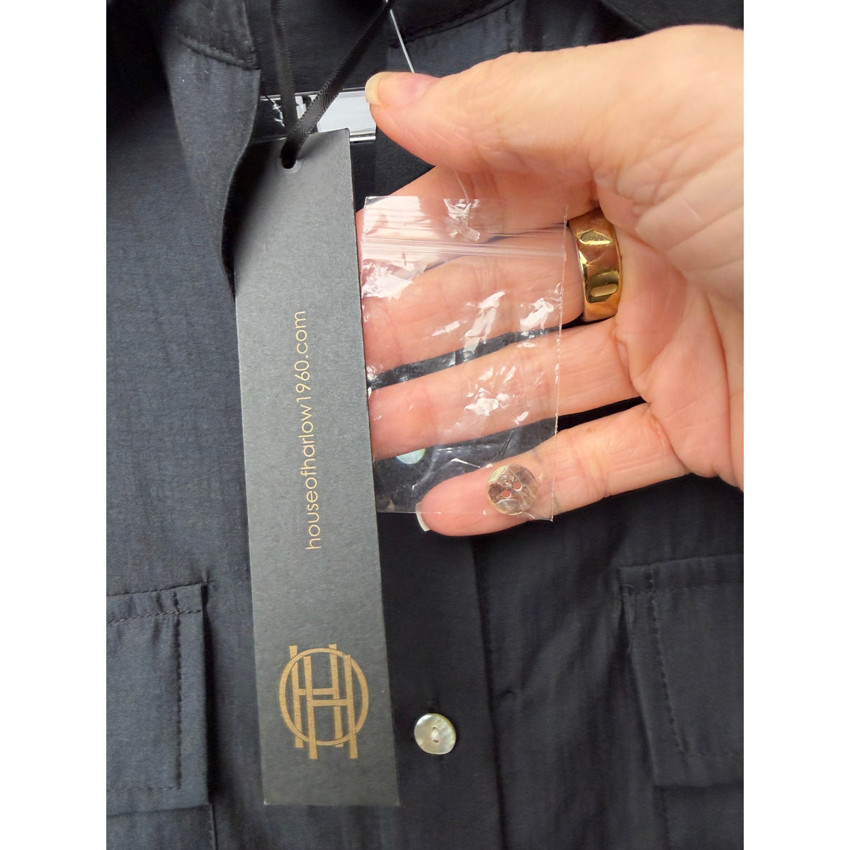 NWT House of Harlow 1960 Black Utility Shirt Women S