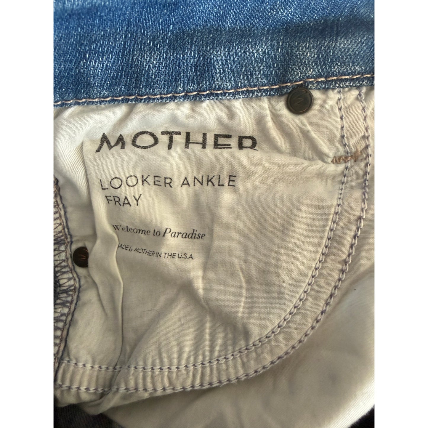 Mother The Looker Ankle Fray Blue Jeans Womens 26