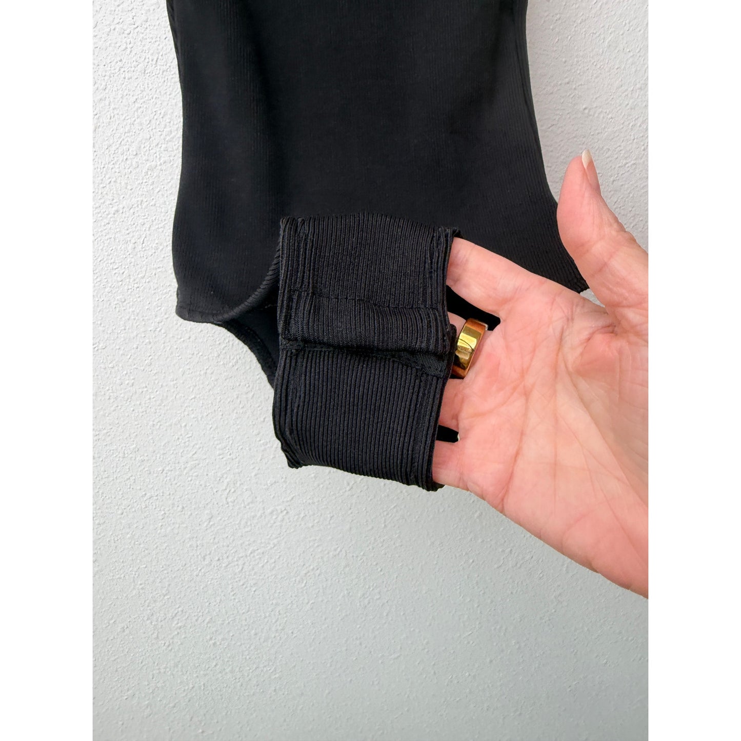 Dance & Marvel Black Ribbed Scoop Back Bodysuit S