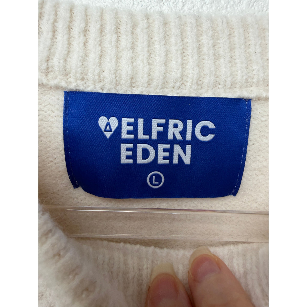 Aelfric Eden Cream Cable Knit Crewneck Sweater L