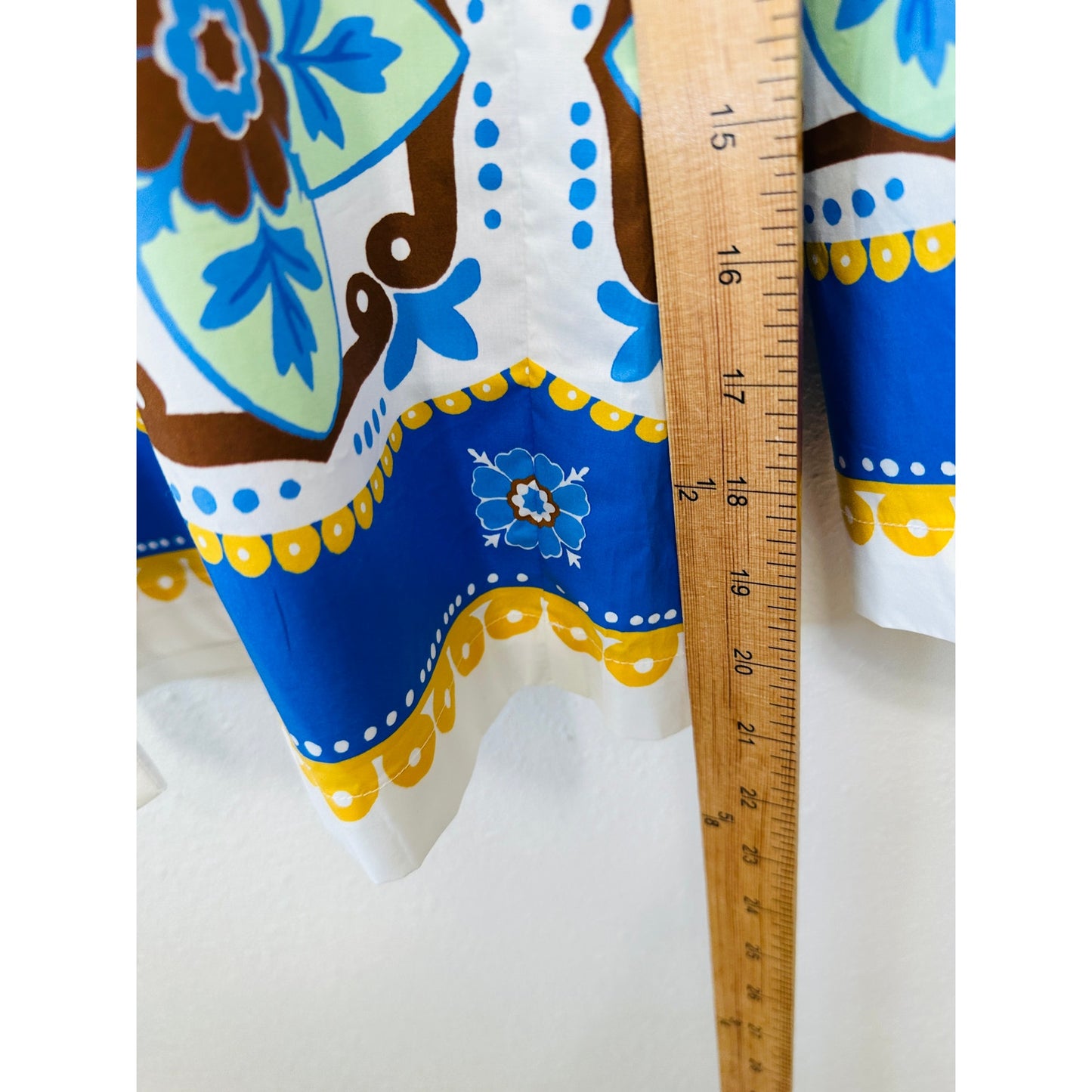 NWT La DoubleJ White Blue Printed Cropped Cotton-Poplin Wide Leg Crop Pant L