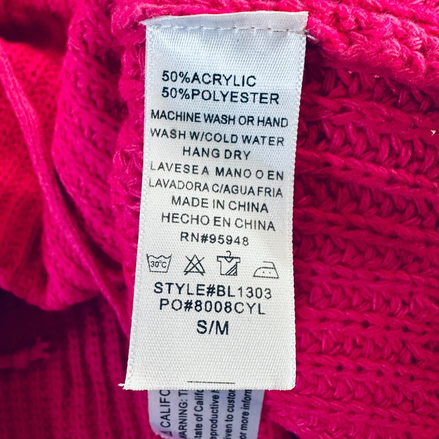 Paris & Me Pink Oversized Wide VNeck Long Sleeve Front Adjustable Ruched Sweater