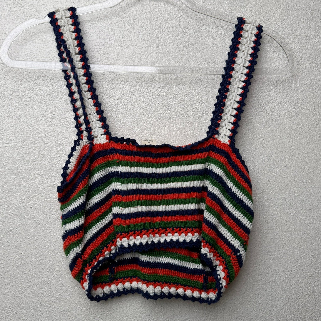 Moth Multicolor Crochet Bustier Top Women's S