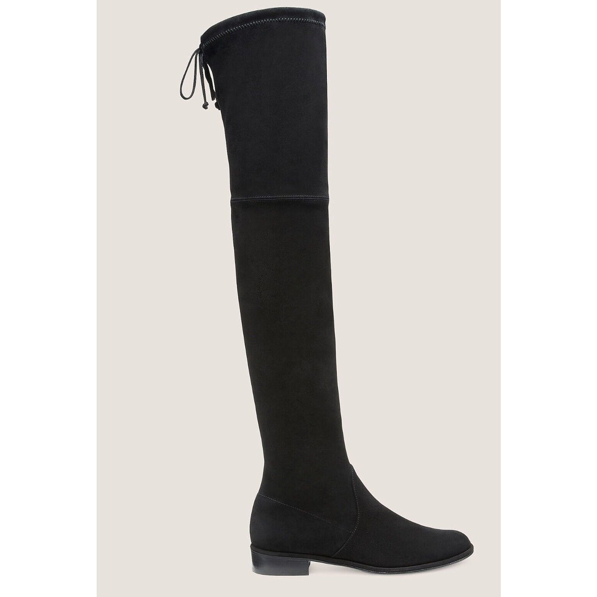 Stuart Weitzman Black Suede Lowland Over-The-Knee Flat Heel Lace up Boots 7