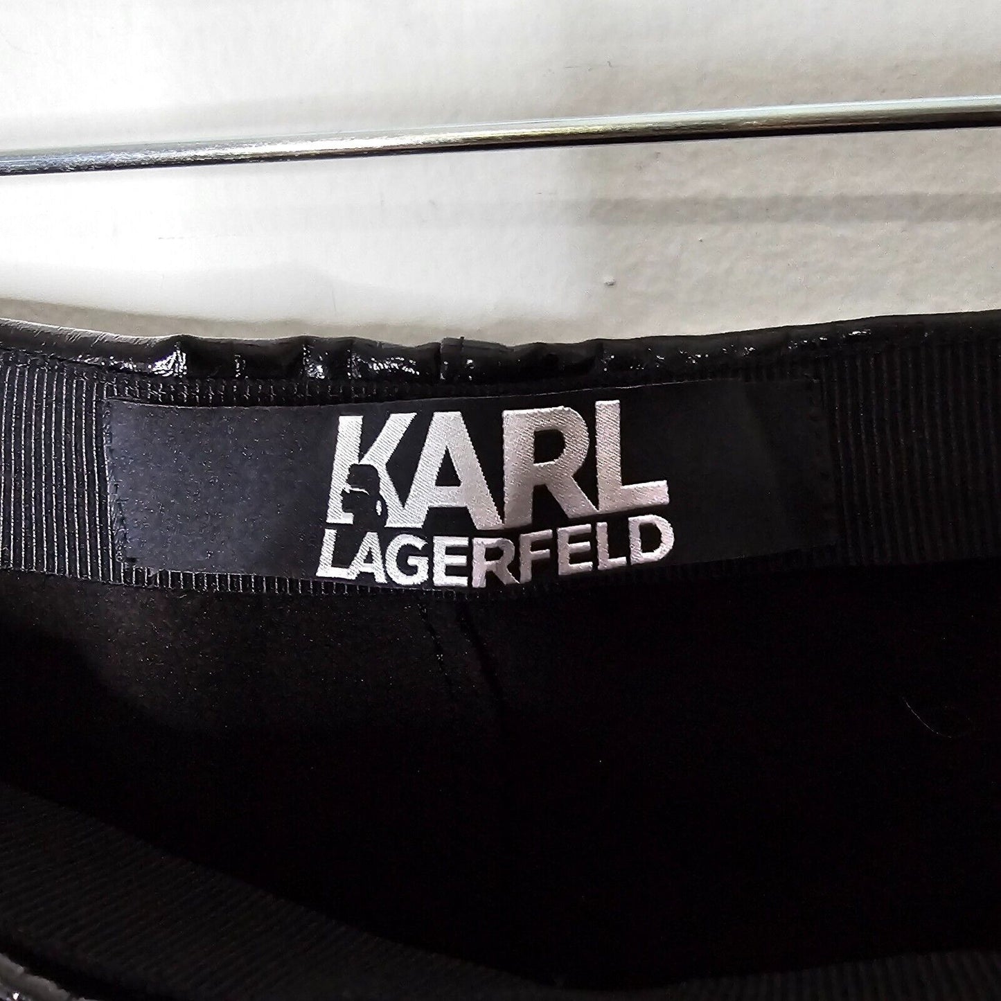 Karl Lagerfeld Black Patent Leather High Waist Side Zip Skinny Legging Pants SM