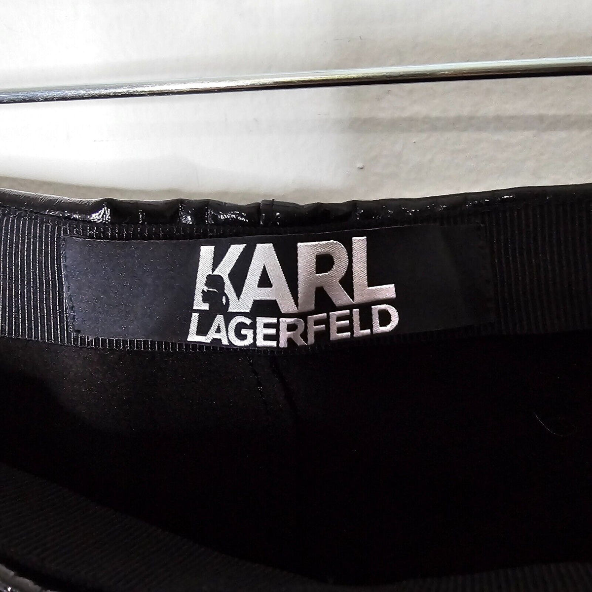 Karl Lagerfeld Black Patent Leather High Waist Side Zip Skinny Legging Pants SM