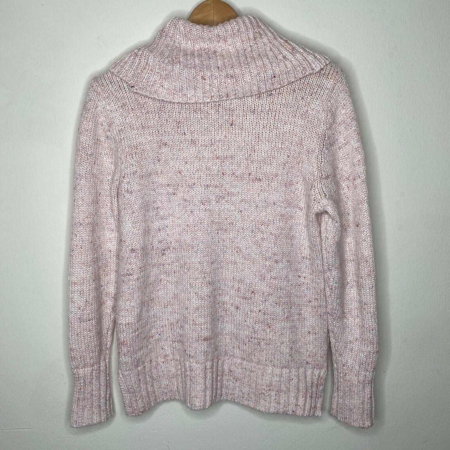 Loft Pink Multi-Color Pastel Shimmery Long Sleeve Boxy Cowl Neck Sweater Medium