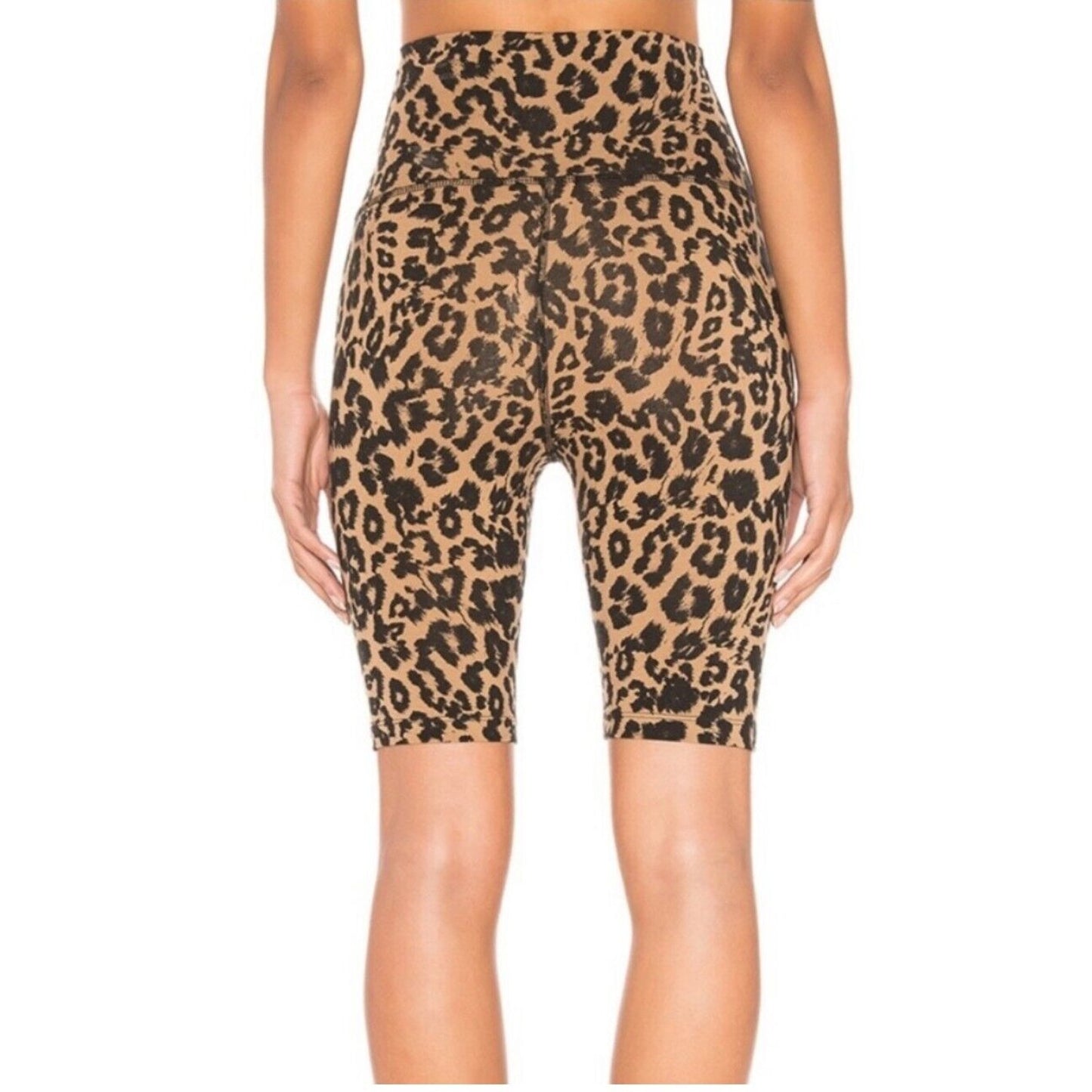 LNA Leopard Print High Band Waist Silhouette Biker Shorts Cotton Spandex Small