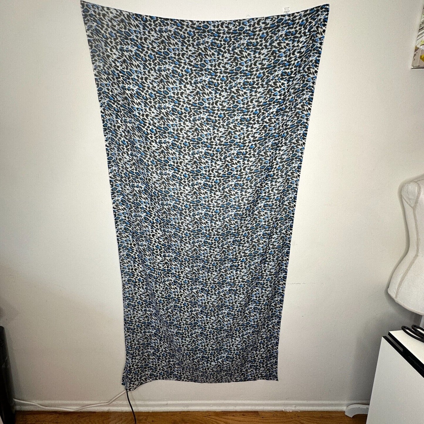 India Boutique XL Blue Black & White Animal Print Polyester Shawl Wrap Scarf
