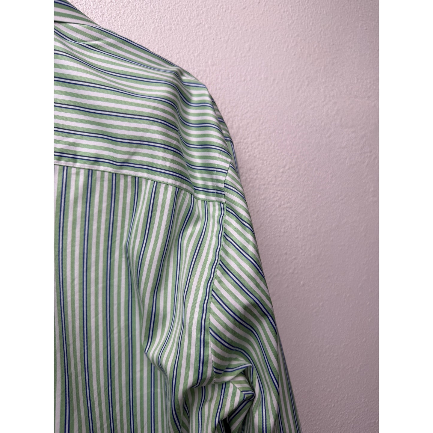 Bugatchi Shaped Fit Stripe Button Front Shirt Green Men’s L