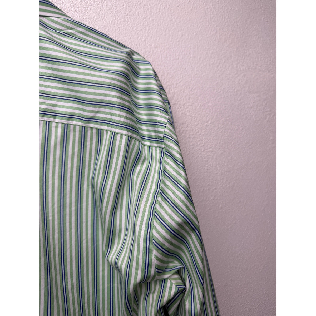 Bugatchi Shaped Fit Stripe Button Front Shirt Green Men’s L