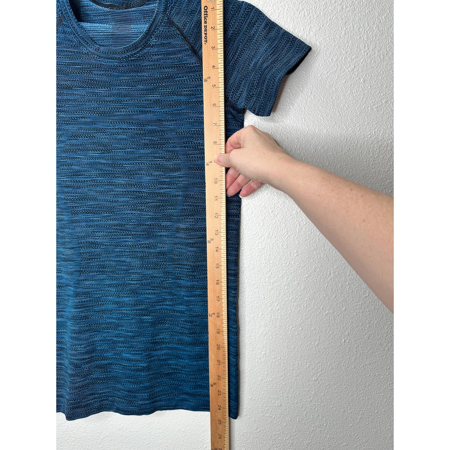 Lululemon Blue & Black Stripe Swiftly Tech Short Sleeve Tee