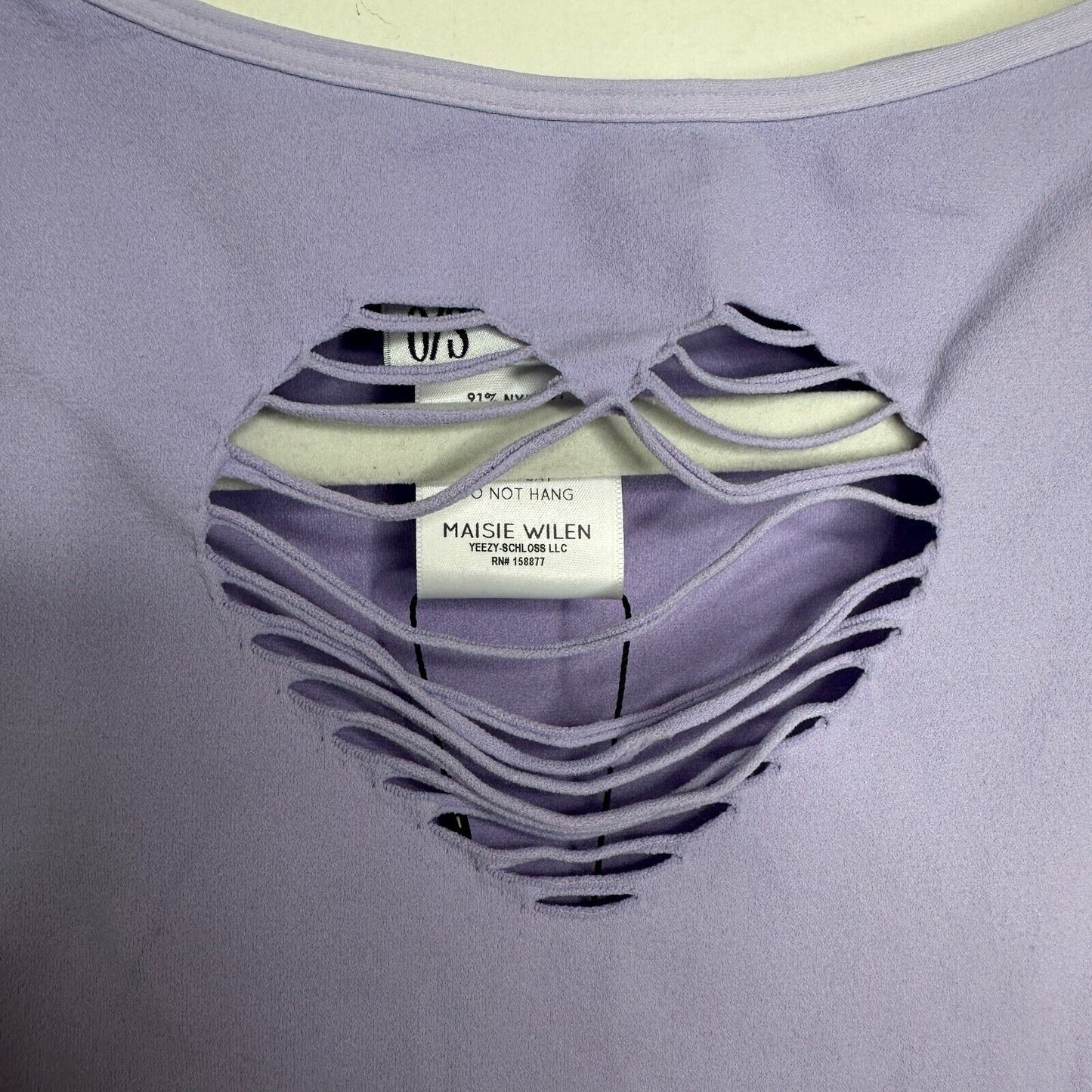 NWT cute Maisie Wilen The Webster Faved Lilac Heart Shape Cutout Boat Neck Top 2