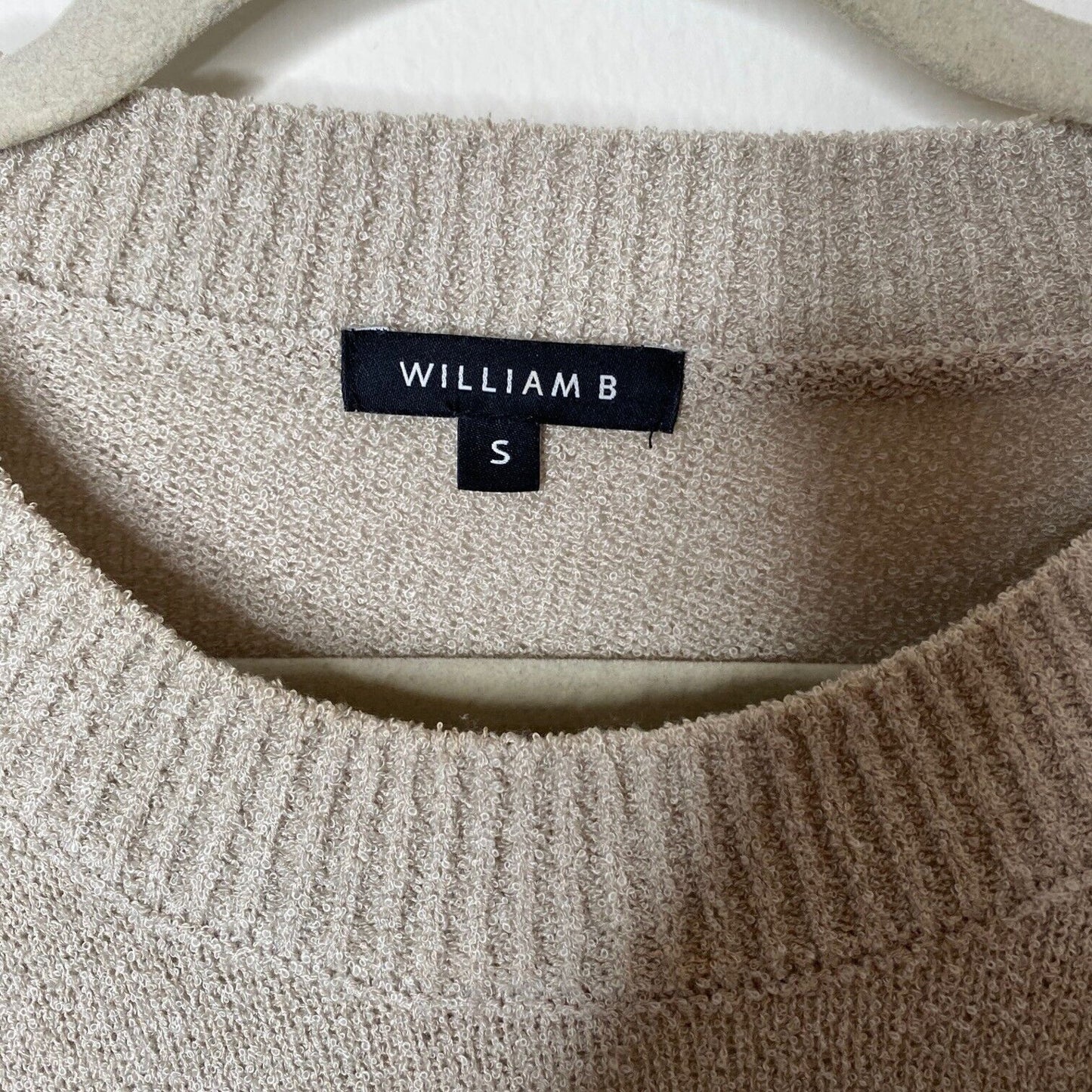 William B Taupe Bonjour Embroidered Oversize Distressed Sweater Long Sleeve S