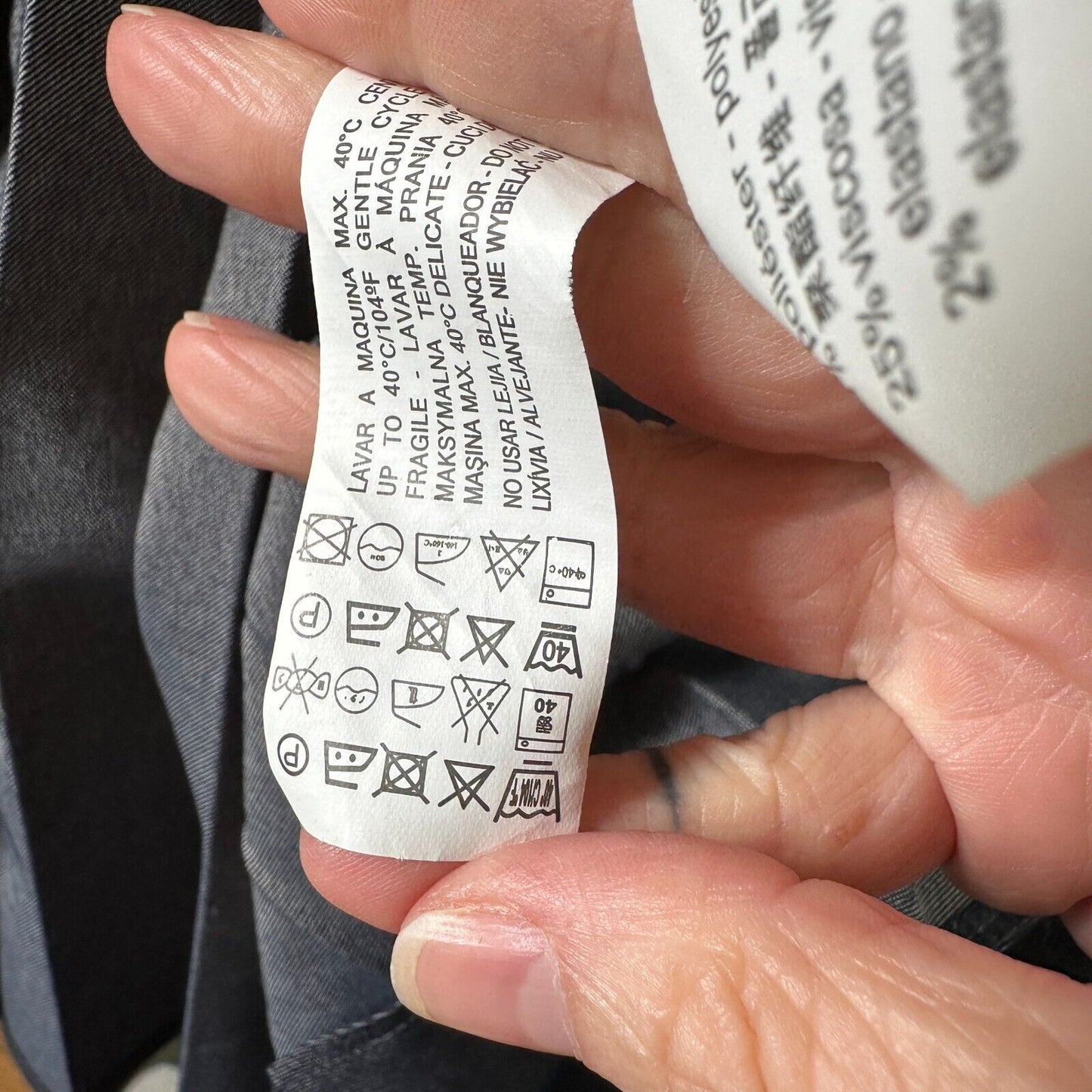 Zara Dark Blue Wash Box Pleated Denim Look Midi Skirt Waistband Side Zipper XS