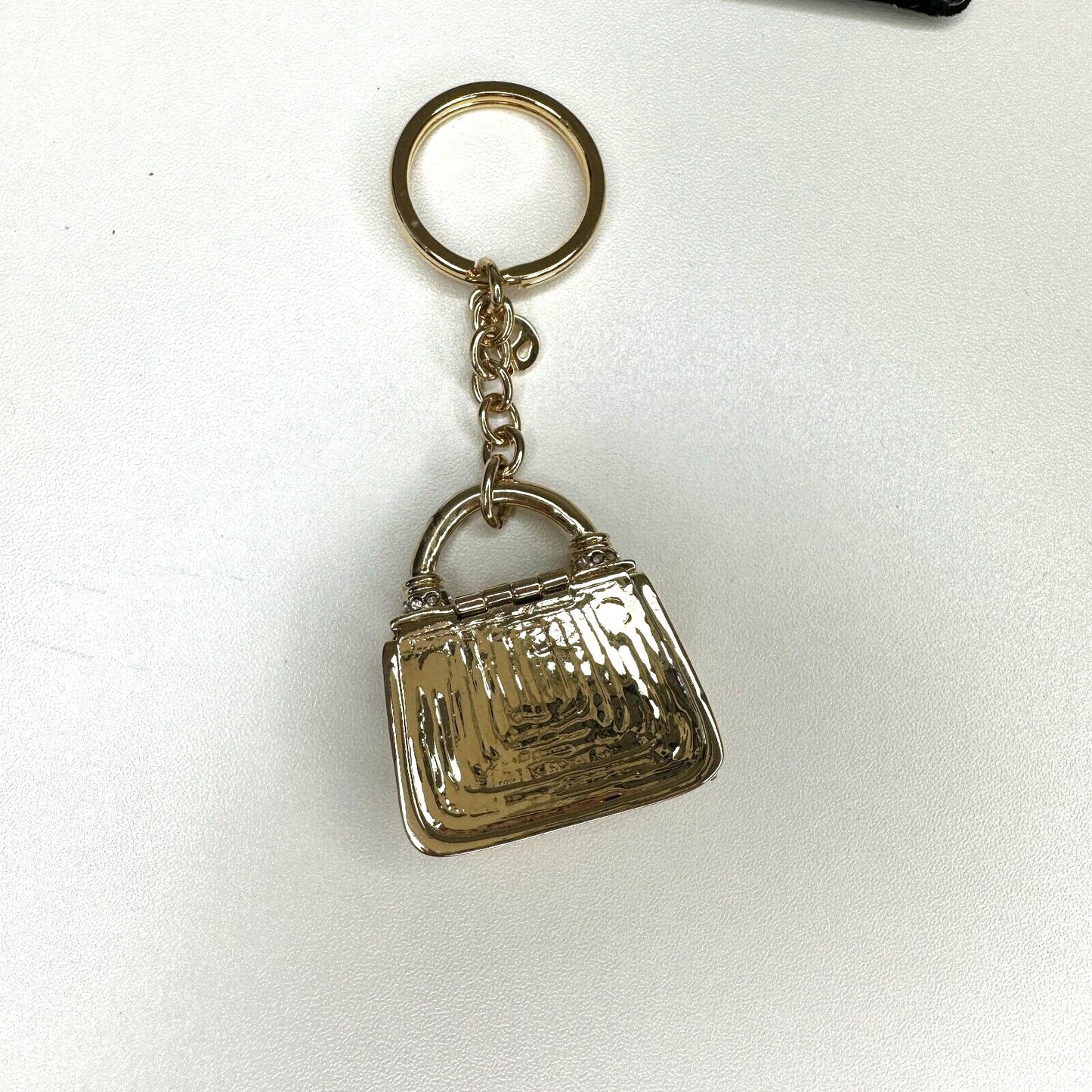 Vintage Chic St. John Gold Crystal Purse Keychain Fob Purse Opens With Pouch