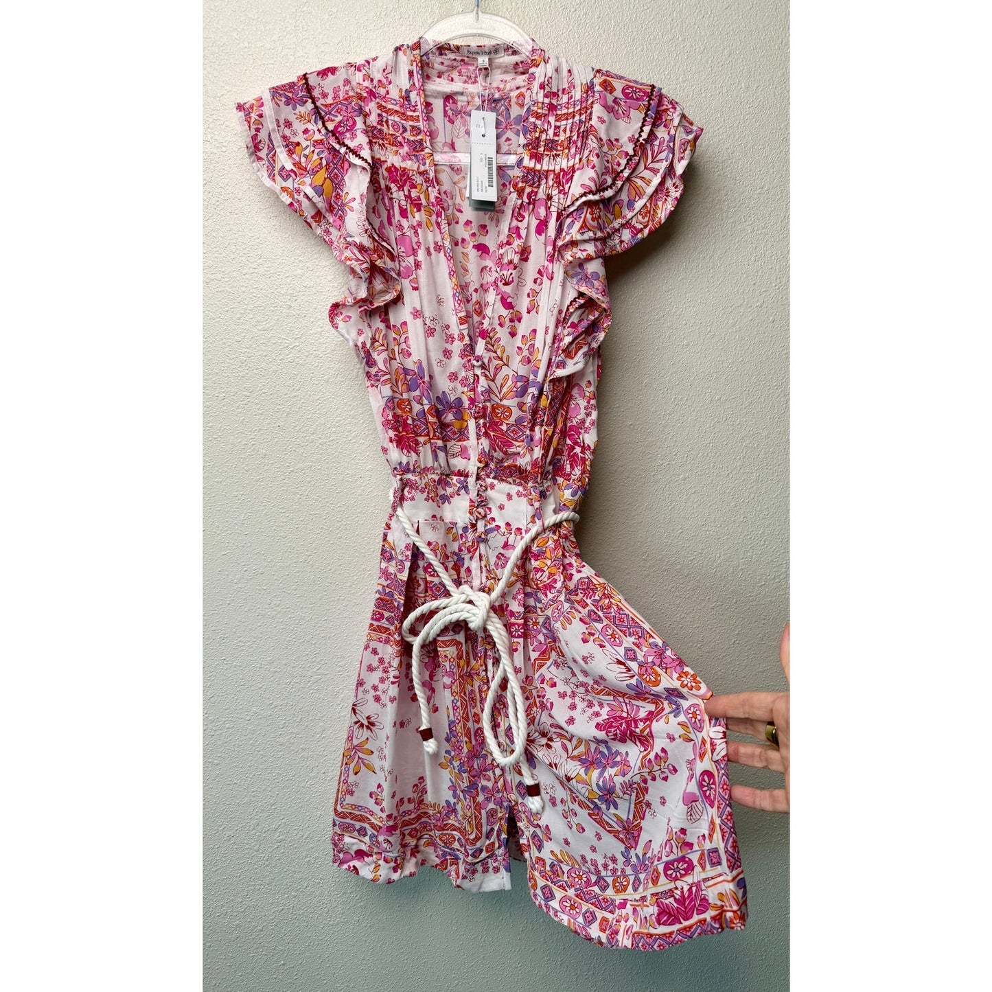 NWT Poupette St Barth Bice Pink Womens Mini Dress S