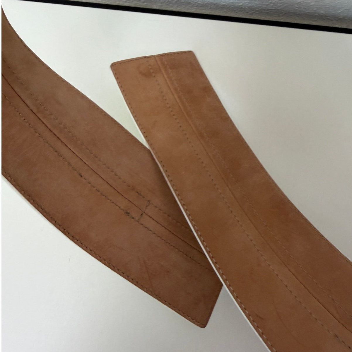 Alexander McQueen Ivory Calf Leather Wide Hook Waist Belt