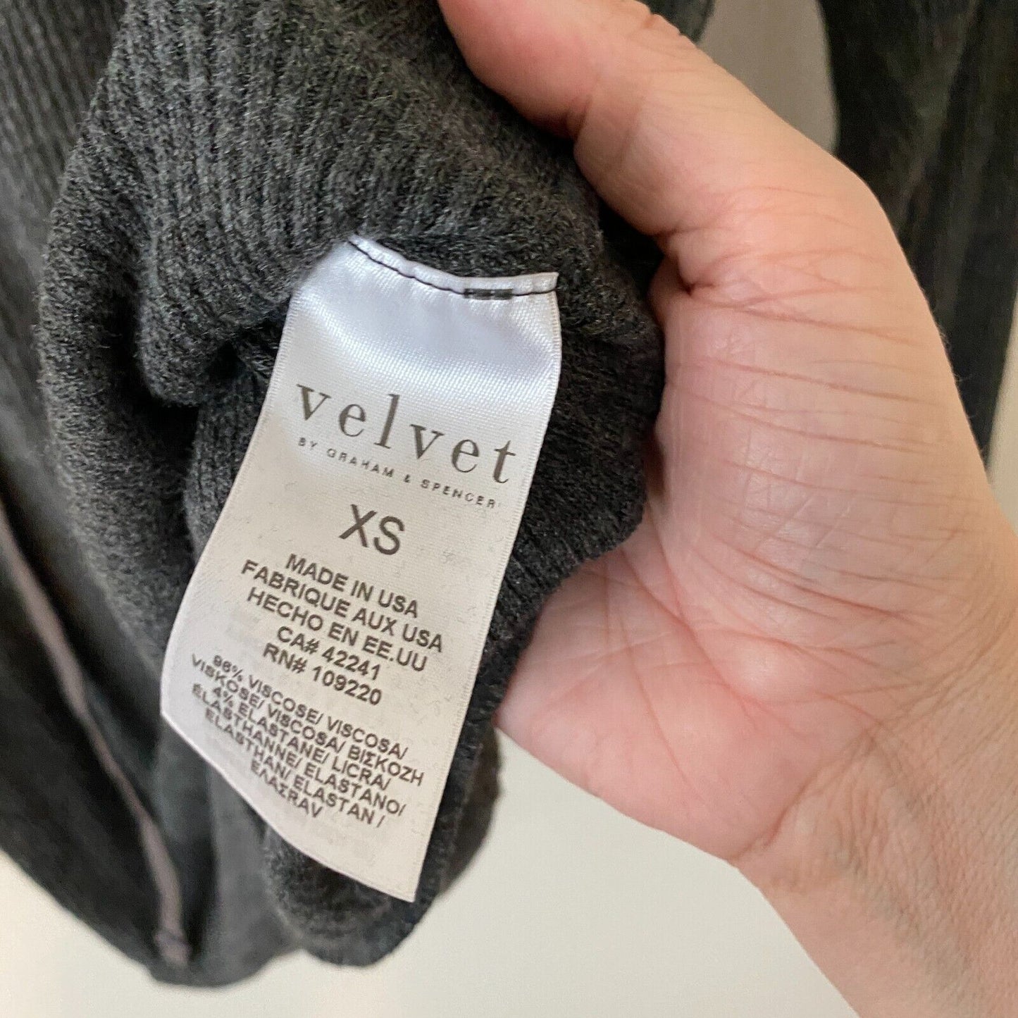 VELVET Graham and Spencer Gray Billow Lace up V-Front Long Sleeve Jersey Top XS