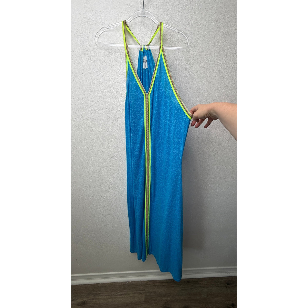 Pitusa Blue Neon Trim Maxi Cover Up Women Standard