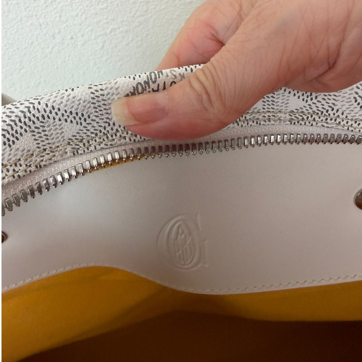 Goyard Ambassade MM White Goyardine Briefcase Laptop Bag AG Personalized
