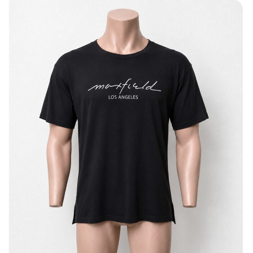 Maxfield Black Round Neck Short Sleeve Tee White Maxfield Los Angeles Logo M