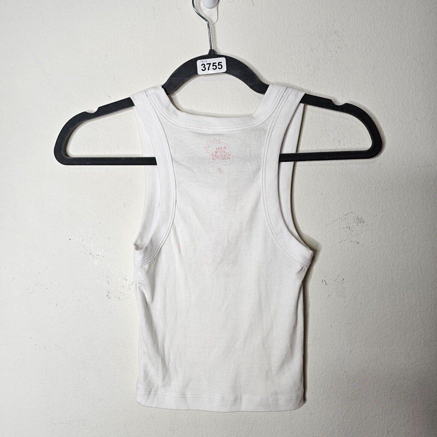 Ian Charms White Crop Scoop Neck Sleeveless Tank Top Red Ian Charms Logo Small