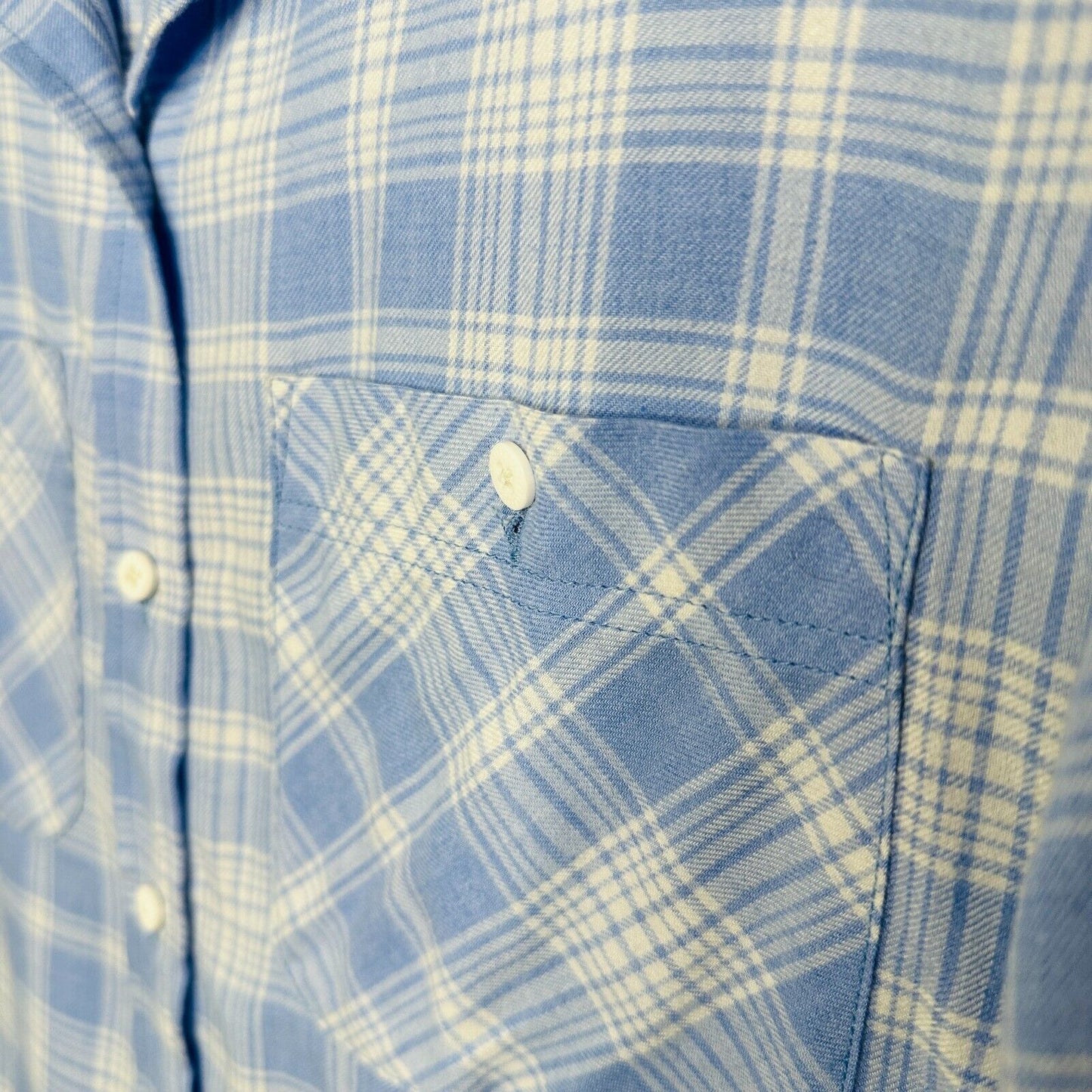 Sanctuary Blue & White Plaid Boyfriend Button Up Shirt Roll Tab Sleeves S
