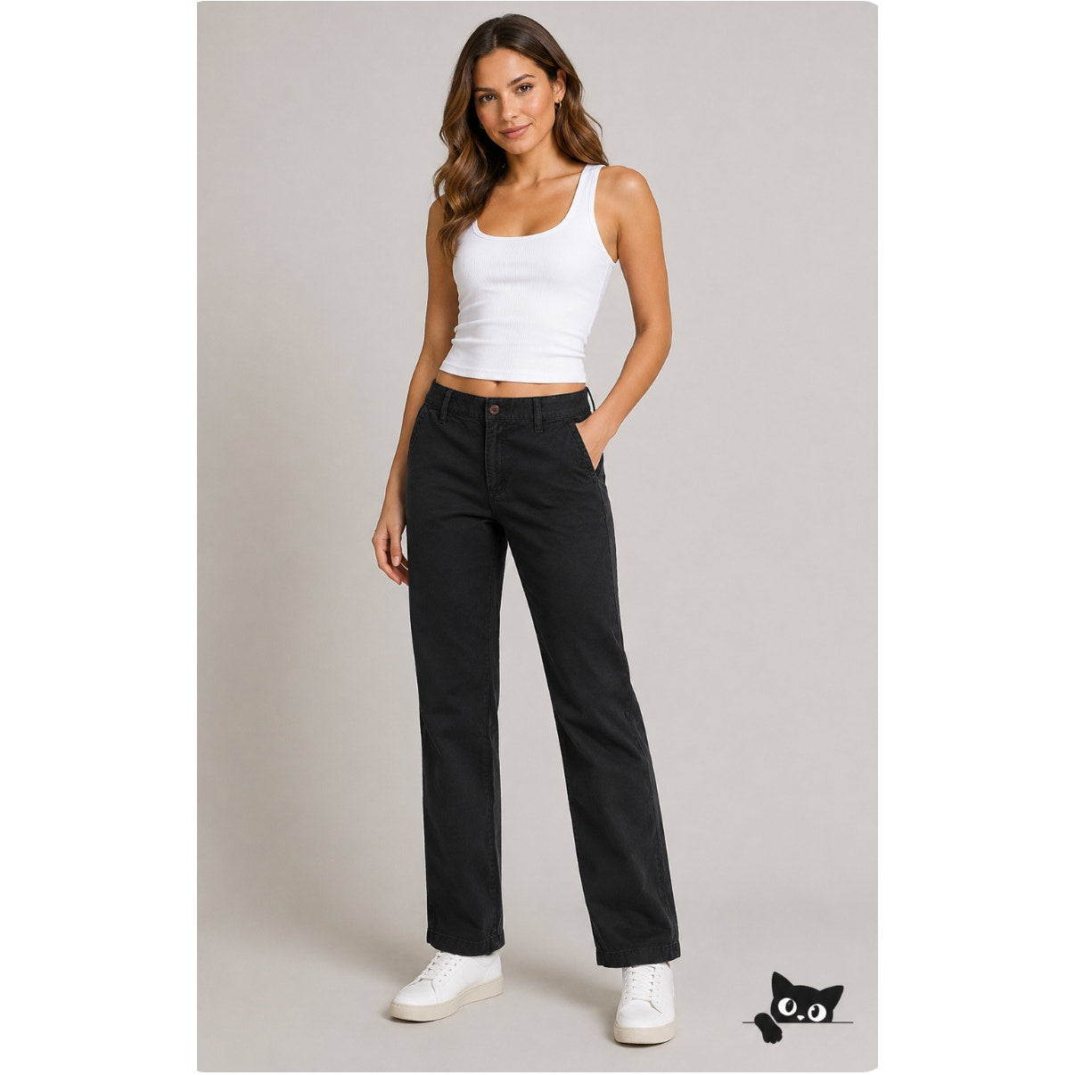 NWT Abercrombie & Fitch Black Denim Straight Leg Khaki Pants 27 / 4