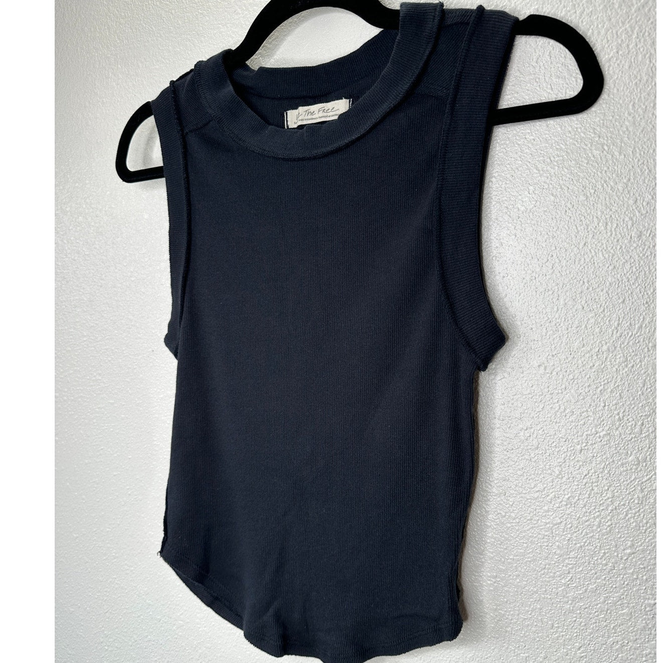 We The Free Black Round Neck Sleeveless Kate Shirt Ribbed Tank Top S