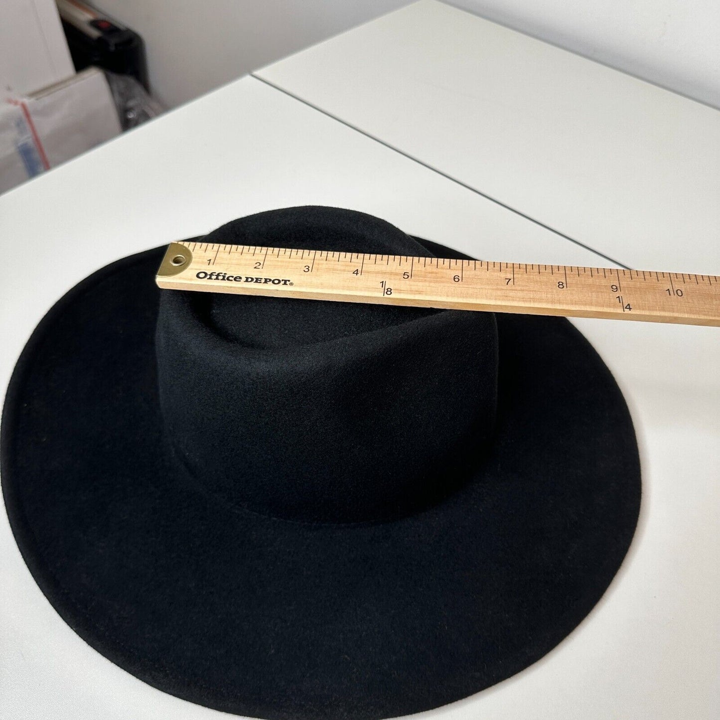 NWOT Sturdy Black Teardrop Round Wide Brim Wool Fedora Unisex