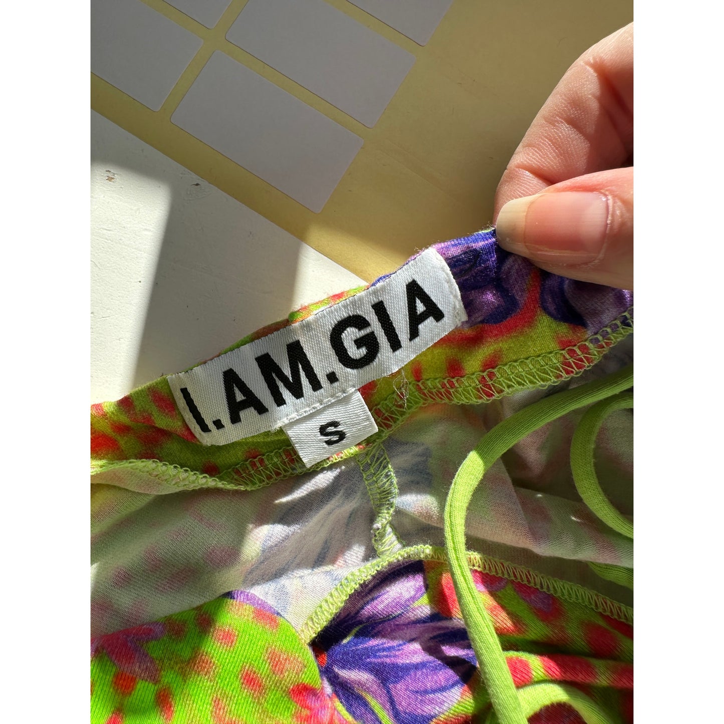 I AM GIA Green Floral Cutout Halter Keyhole Mini Dress Women’s S