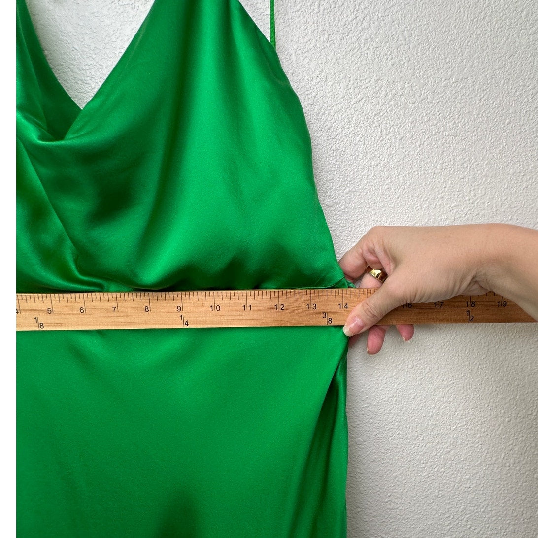 NWT Nicholas Lucinda Green Silk Halter Slip Maxi Dress Women’s US 6