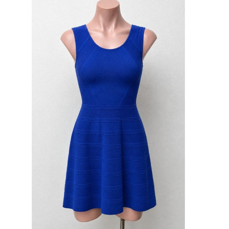 Milly Royal Blue Round Neck Sleeveless Fit & Flare Dress P 2