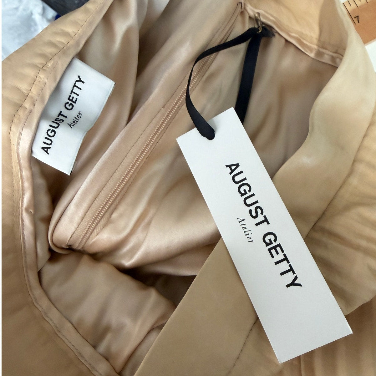 August Getty Atelier Accordion Pleat Leather Maxi Skirt Nude Women's US XS