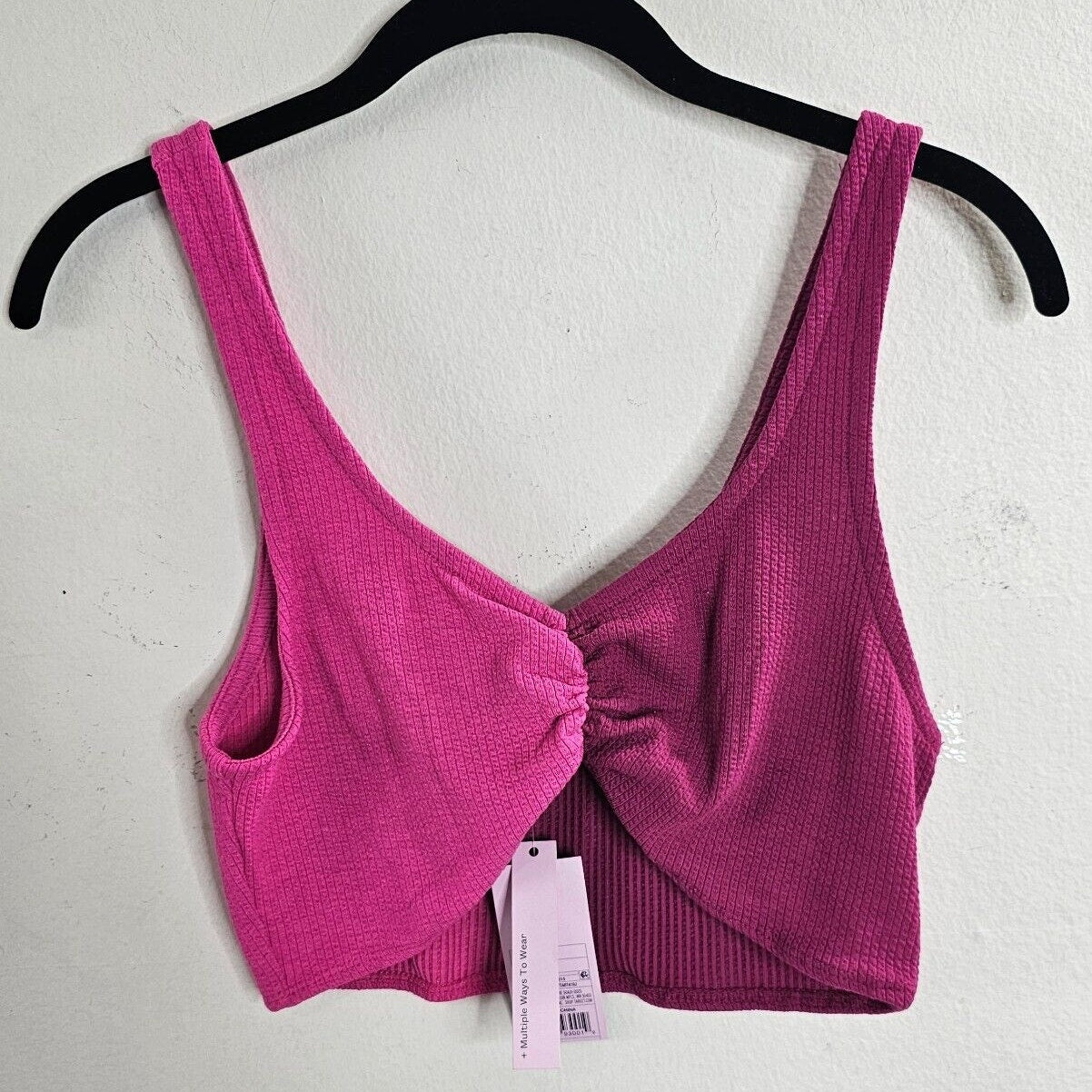 NWT Wild Fable Pink Color Block Front Ruched Bralette Crop Tank Top Medium