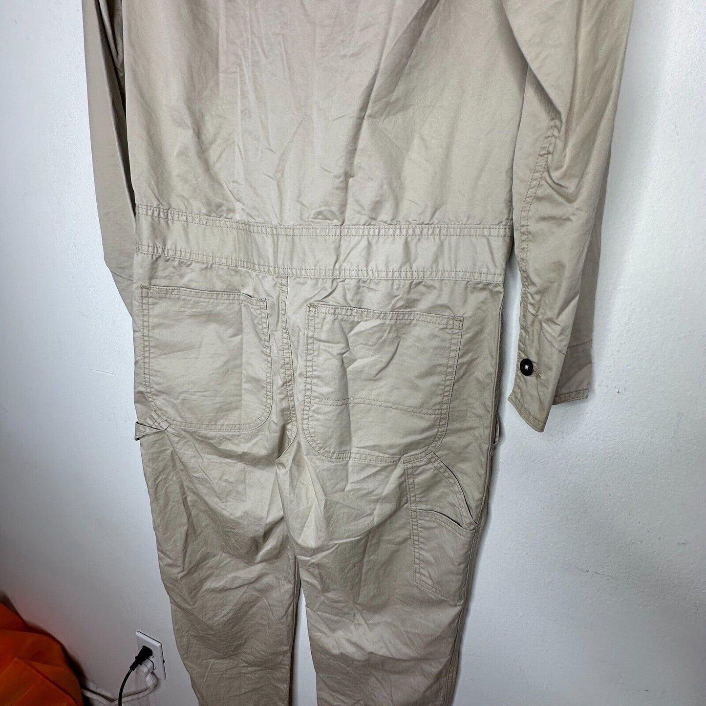 Civilianaire Khaki Twill Front-Zip Long Sleeve Pockets Utility Jumpsuit XS