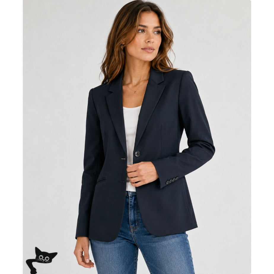 Burberry London Black 2-Button Wool Blazer Plaid Lined women's 8
