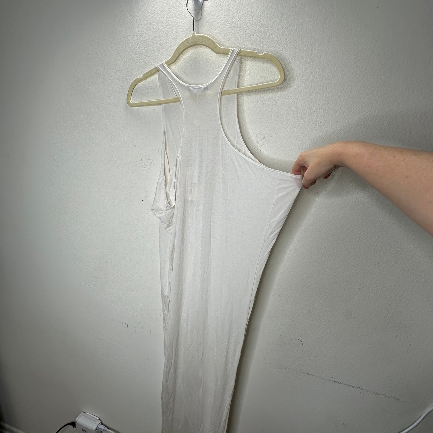 Mikoh Swimwear Maverick Sheer White High Neck Maxi Tank Dress