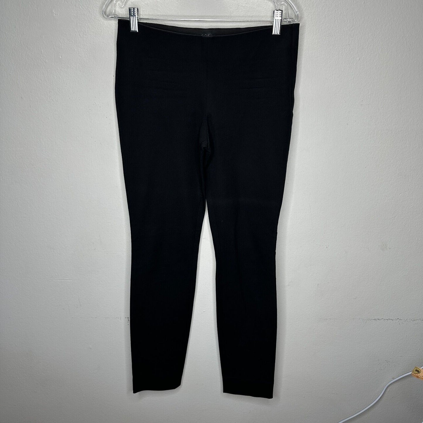 COS Black Stretch Side Zip Flat Front Slim Fit Leggings Trousers Pants 38