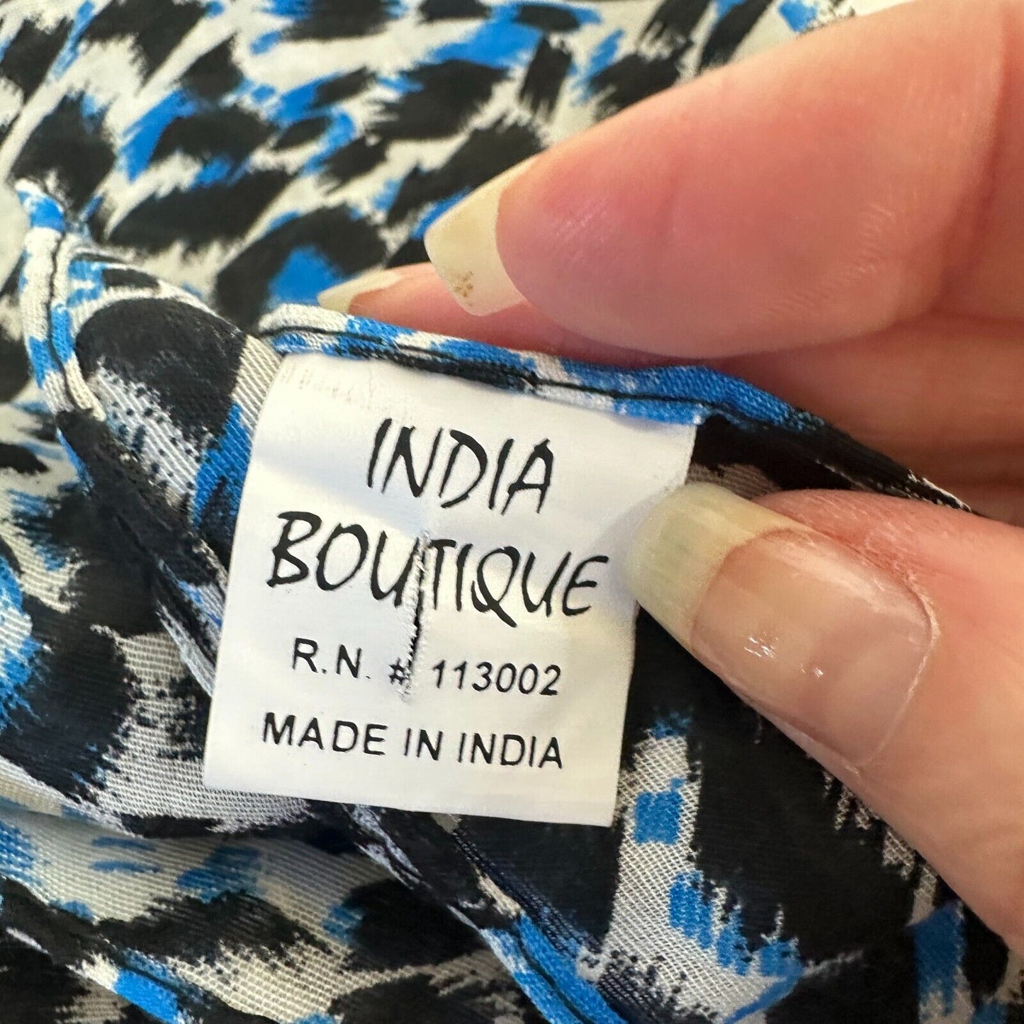 India Boutique XL Blue Black & White Animal Print Polyester Shawl Wrap Scarf