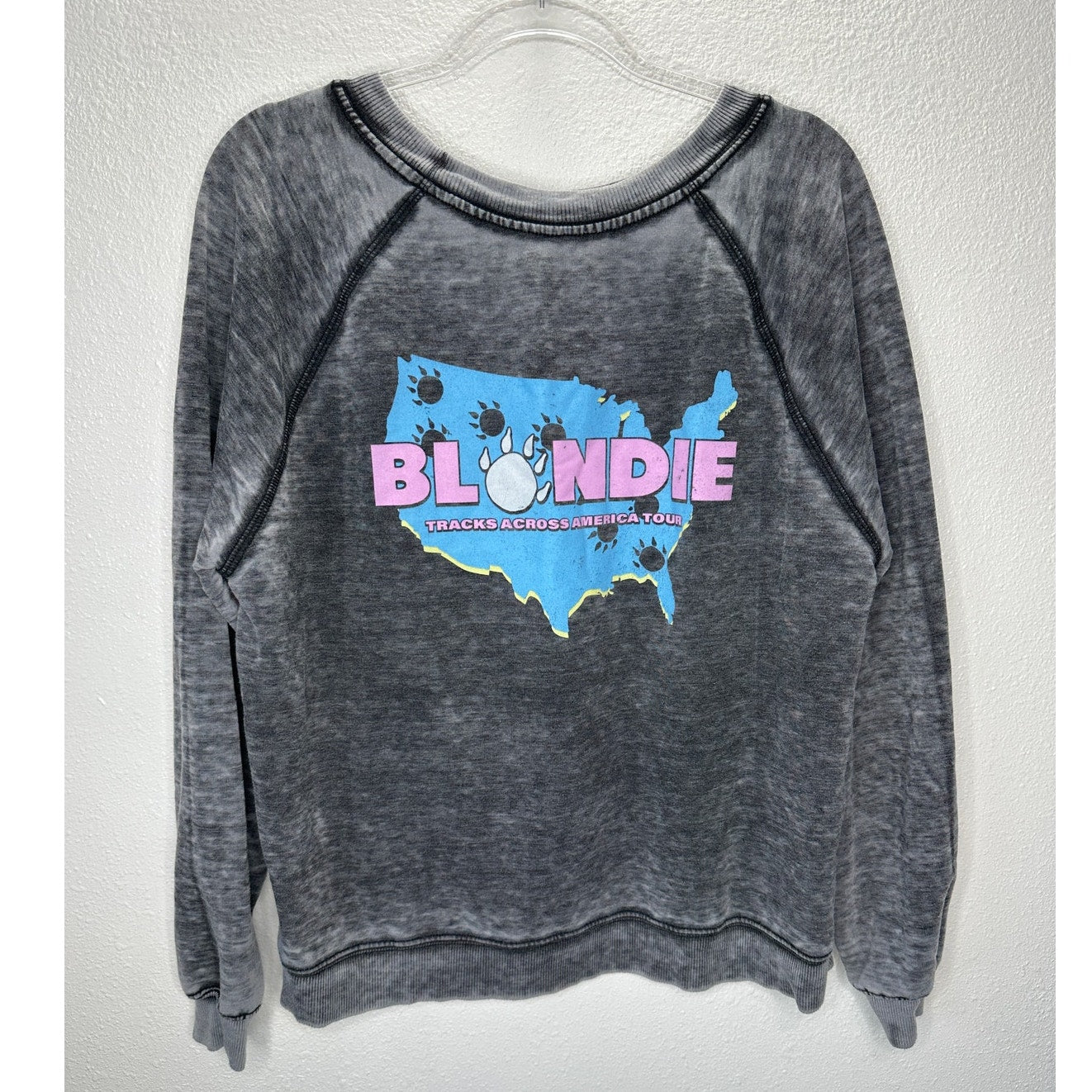Recycled Karma Burnout Gray Crew Neck Long Sleeve Blondie 1982 Tour Sweatshirt S