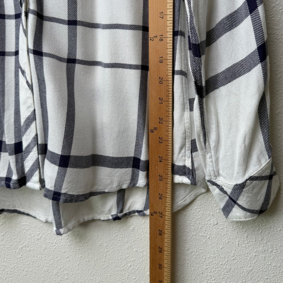 Rails White Navy Plaid Button Down Shirt Long Sleeve Women S