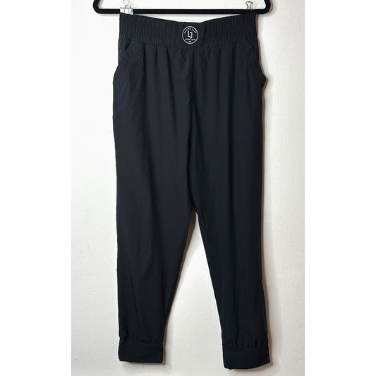 Uniquely Lorna Jane Jet Black Active Club Elastic Jogger Pants Side Pockets S