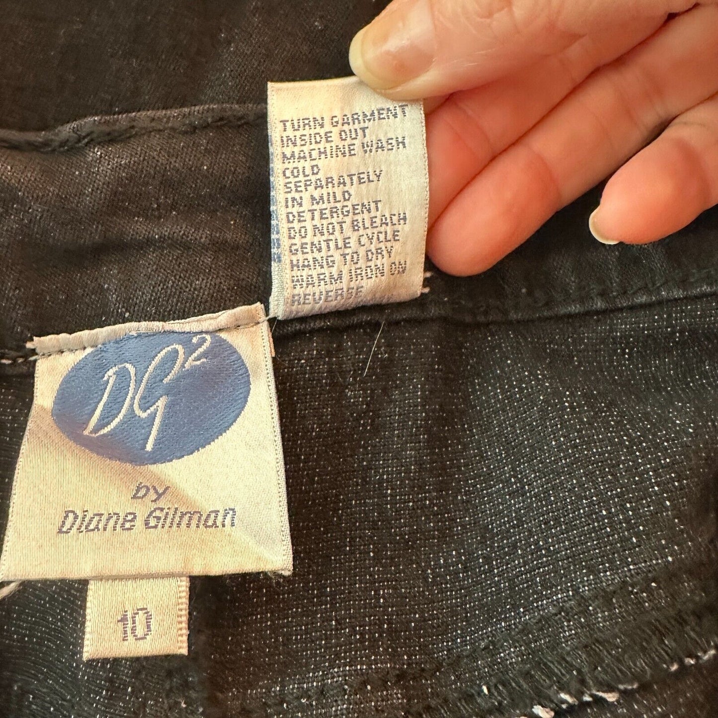 DG2 Diane Gilman Solid Black Mid-Rise Denim Jeans Stretch Straight Leg 10