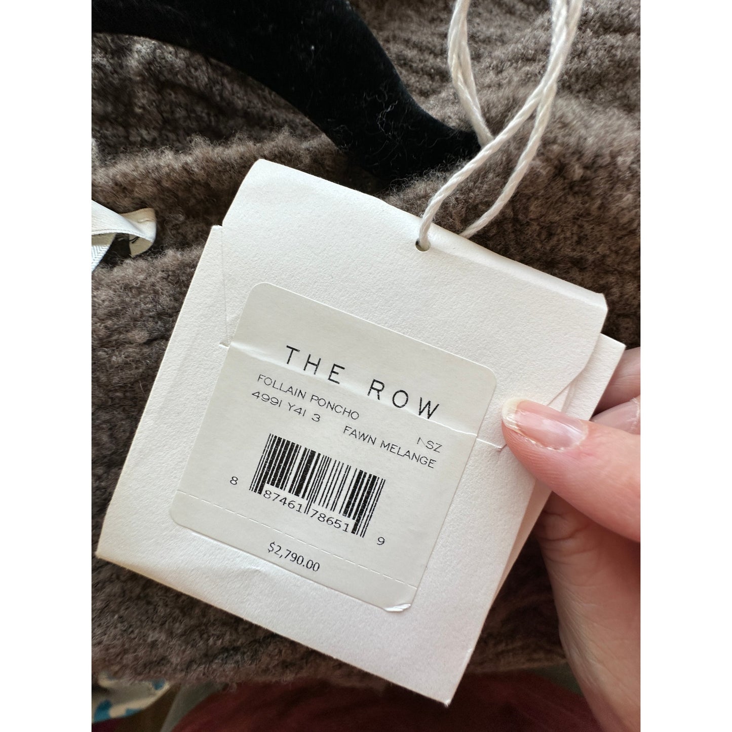 NWT The Row Follain Fringed Poncho in Fawn Melange Wool Cashmere Pullover Sweater