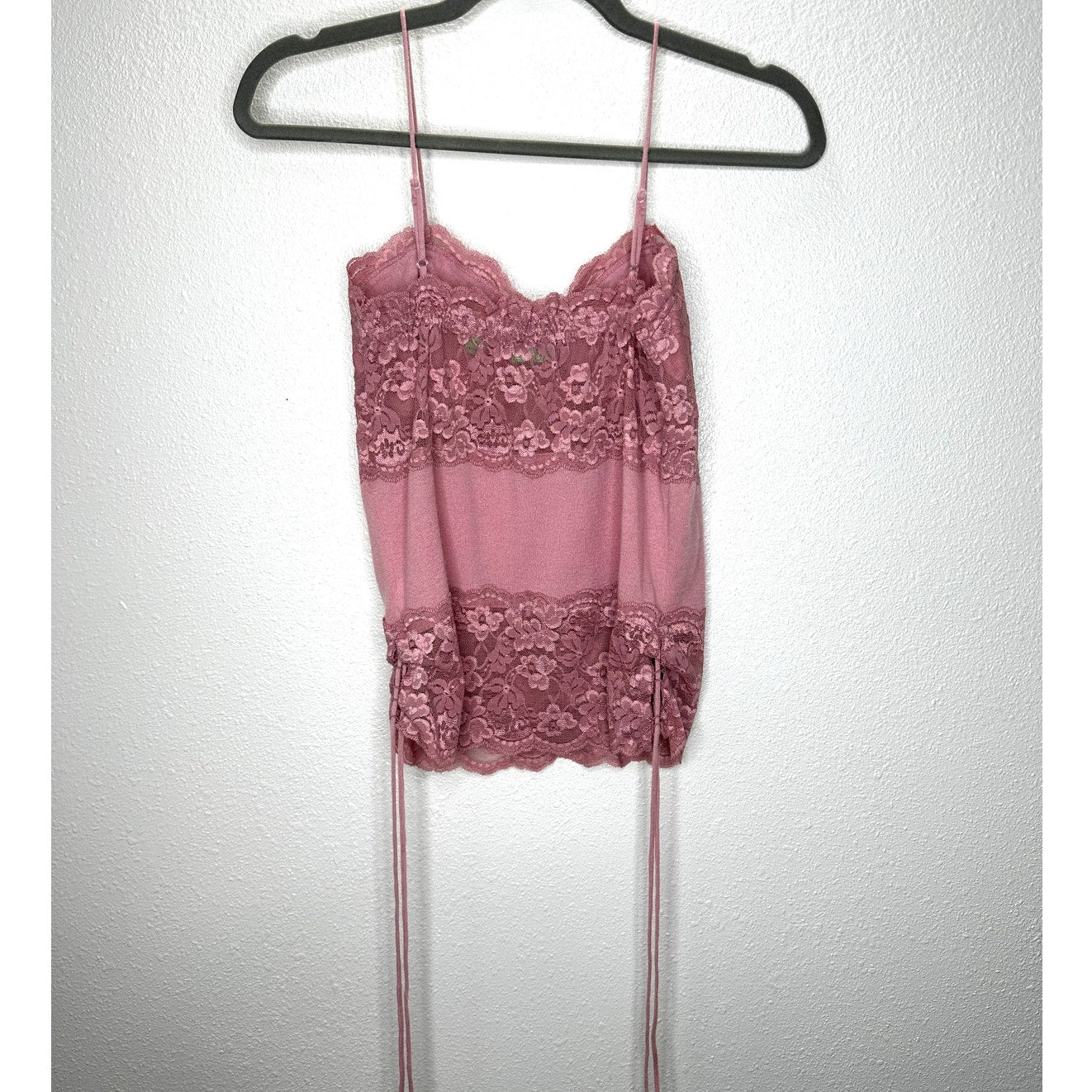 Whim Rose Pink Lace Knit Cashmere Blend Cami Top S